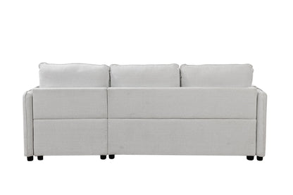 Yaroslav - Chenille Reversible Sectional Sofa With Sleeper Storage - Cream