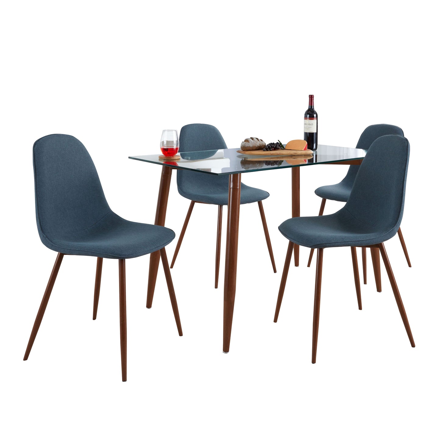 Clara Pebble - 5 Piece Mid-Century Modern Dining Set