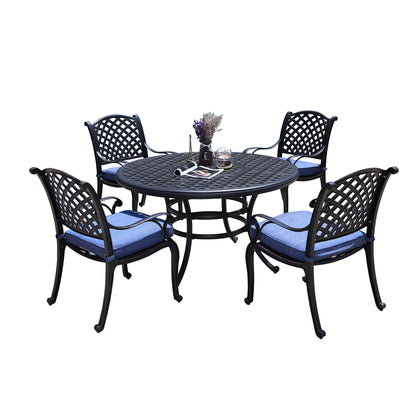 Round 4 Person 51.97" Long Dining Set With Cushions