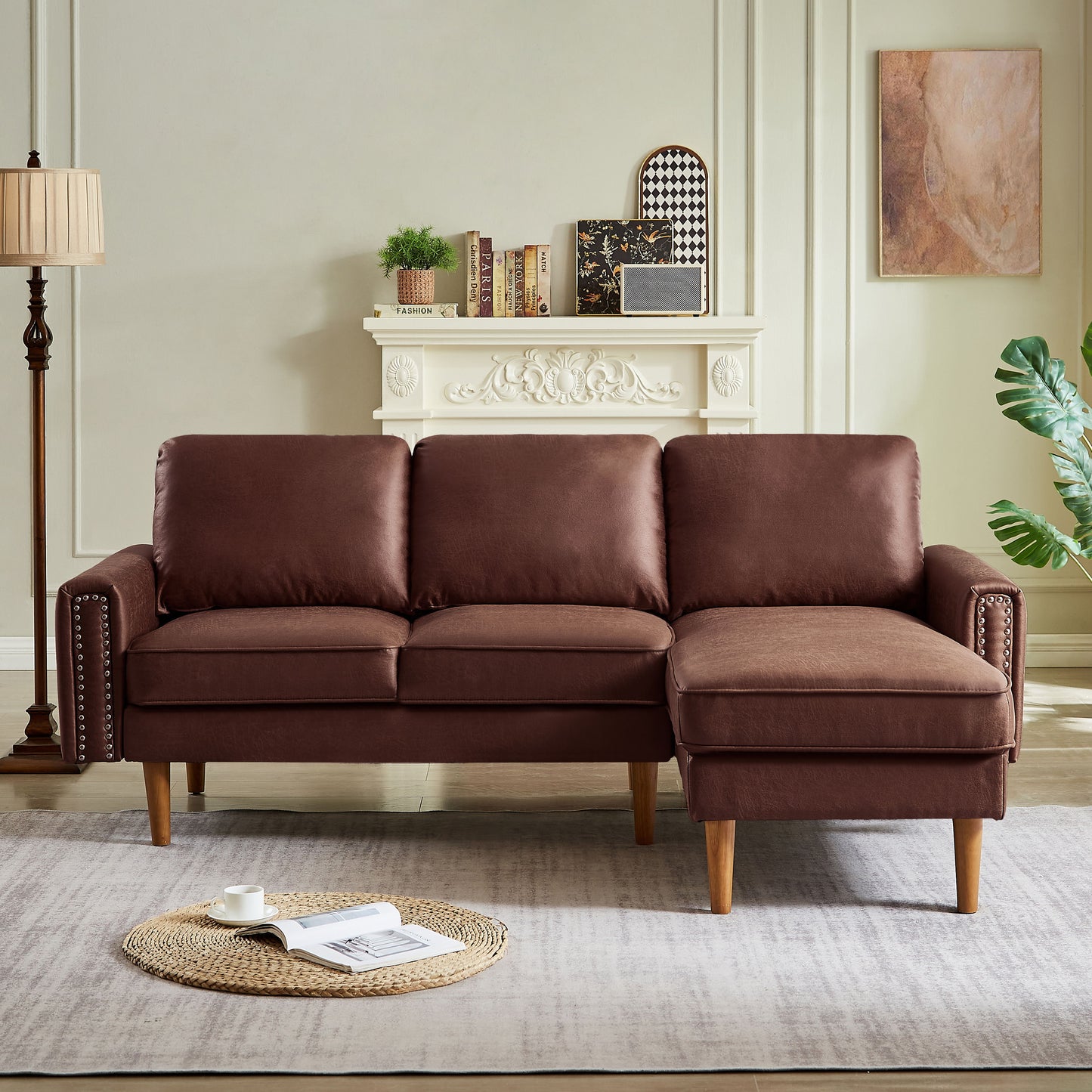 L-Shape Sofa Couch With Chais Mid-Century, Strong Leg And Design That Will Complement Any Living Space, Left Chaise