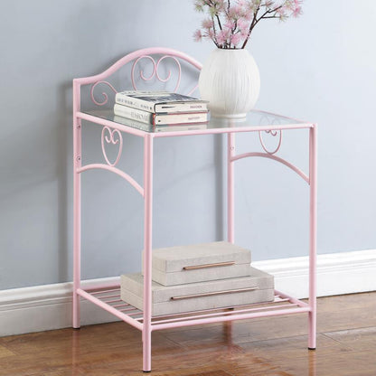 Massi - Metal 1-Shelf Nightstand - Powder Pink