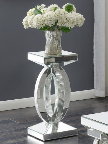 Amalia - Square Mirrored Acrylic Crystal Side End Table - Silver