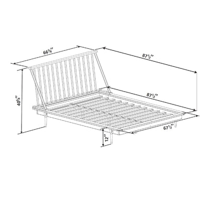 Mid-Century Modern Solid Wood Platform Bed Frame With Spindle Headboard