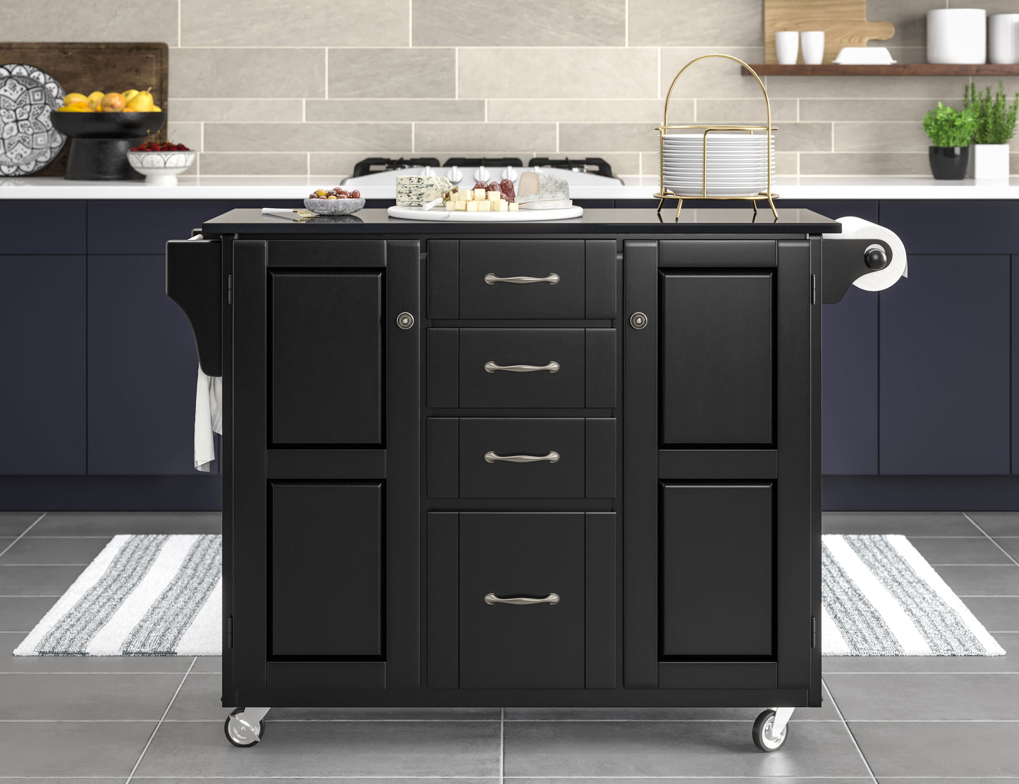 Create-A-Cart - Kitchen Cart With Black Granite Top